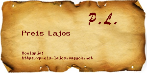 Preis Lajos névjegykártya